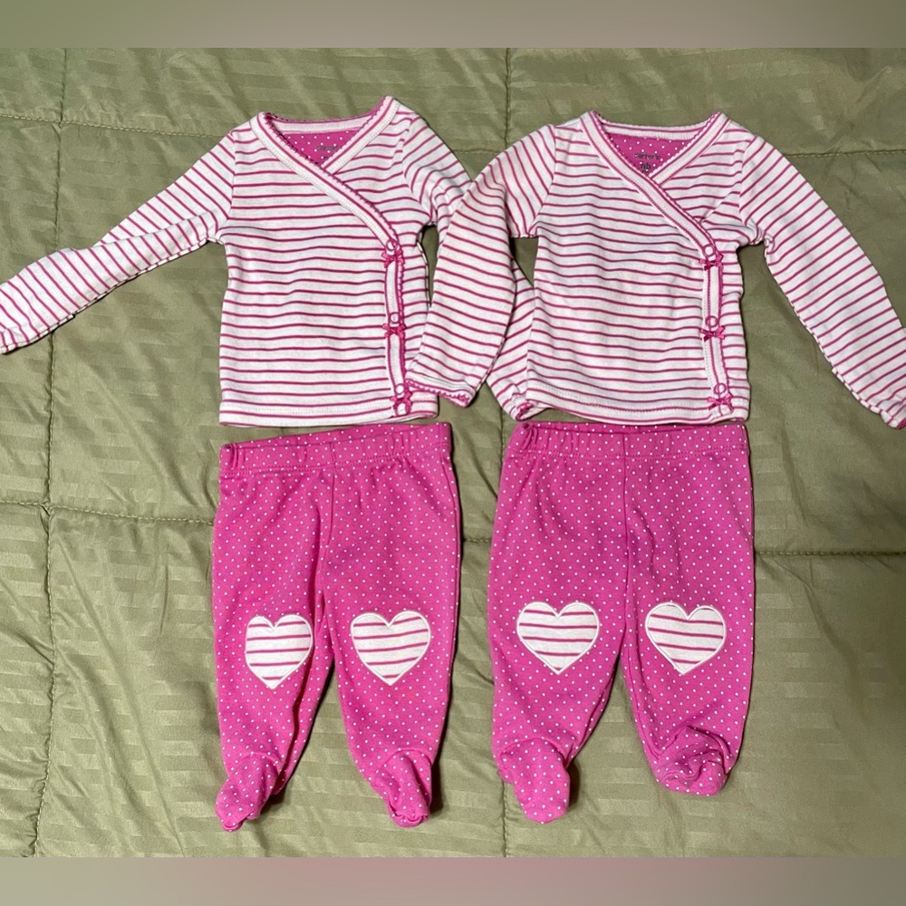 Carter’s NB Girl Pants & Top Outfit ~ NWOT ~ 2 available (for twins)
